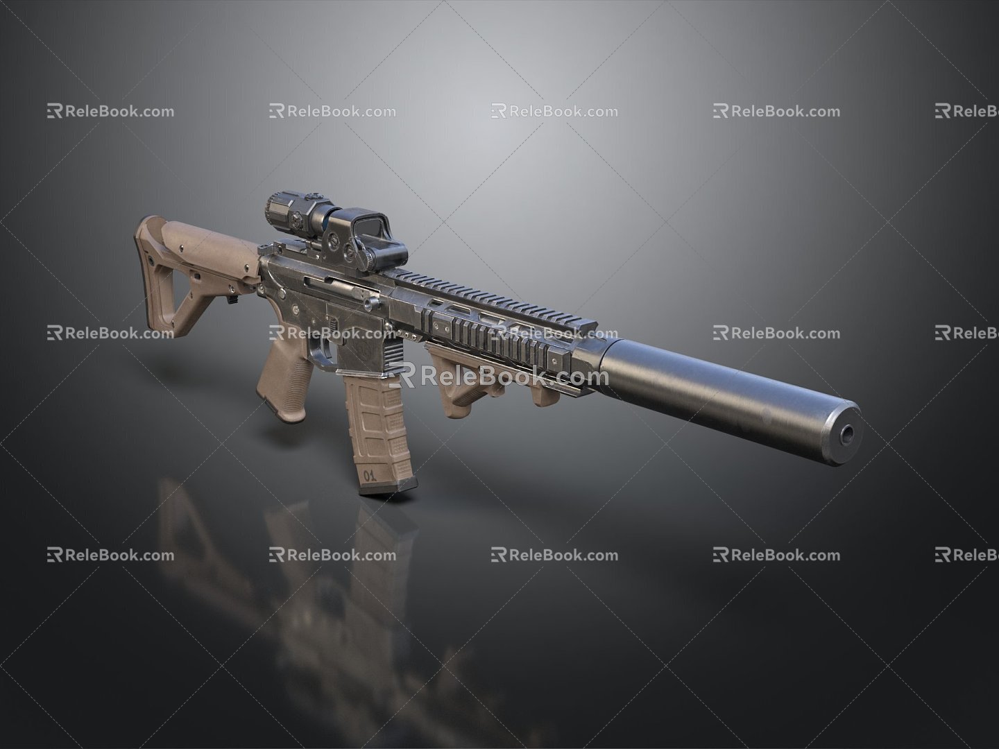 rifle semi-automatic rifle combat rifle battle rifle carbine war rifle attack rifle 3d model