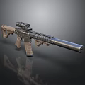 Modern Tactical Rifle With Scope Suppressor And Brown Black Design 3d model