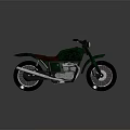 Vintage Green Motorcycle With Leather Seat And Metallic Off Road Tires
