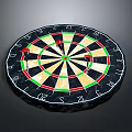 Colorful Numbered Dartboard With Darts In Colorful Sections For Home Recreational Use