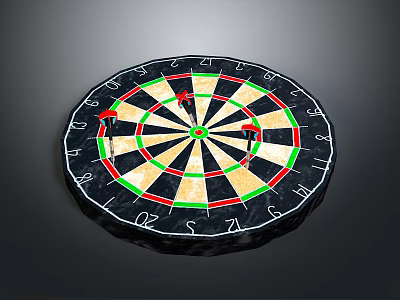Cartoon style dart board dart board low polygon dart board bullseye game leisure entertainment sports fitness wall background sporting goods 3d model