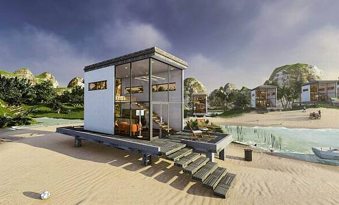 Modern Homestay Architecture Resort Hotel 3d model