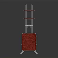 Modern Storage Cabinet Shelf Unit With Metal Frame Red Patterned Panel And Multiple Shelves