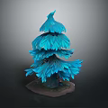Blue Tree Plant With Layered Feathery Leaves And Unique Artistic Design