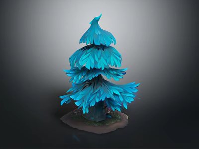 Blue Tree Plant With Layered Feathery Leaves And Unique Artistic Design 3d model