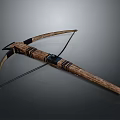 Detailed Traditional Wooden Bow Weapon With Handcrafted Patterns And Bowstring Design