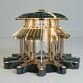 Modern Decorative Pavilion With Golden Black Design And Metallic Roof Structure