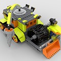 Lego toy building blocks excavator engineering truck bulldozer dump truck 3d model