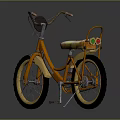 Orange Bicycle Featuring Stylish Frame Black Wheels Yellow Rims And Comfortable Seat