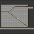 Architectural 3D Model With Textured Wall Brown Platform And Staircase Design