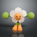 Cartoon Flower Plant Character With White Petals Green Arms And Orange Shoes