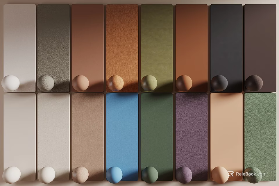 Stylish Wall Panels In Various Colors With Decorative Round Knobs Design 3d model 