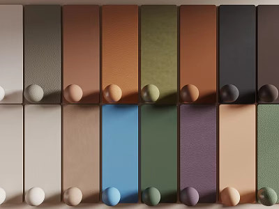 Stylish Wall Panels In Various Colors With Decorative Round Knobs Design 3d model