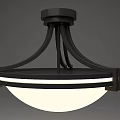 Tech Exhibition Hall Modern Ceiling Light With Sleek Black Frame And White Shade 3d model