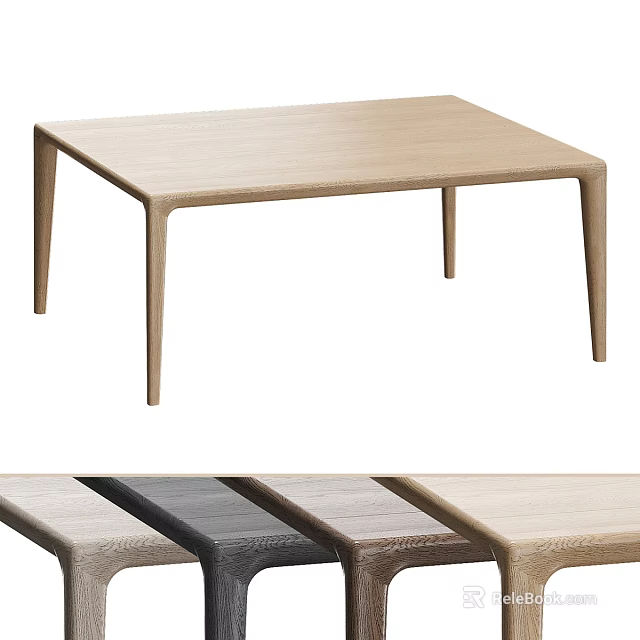 Simple Modern Wooden Dining Table With Sleek Design And Multiple Color Options 3d model