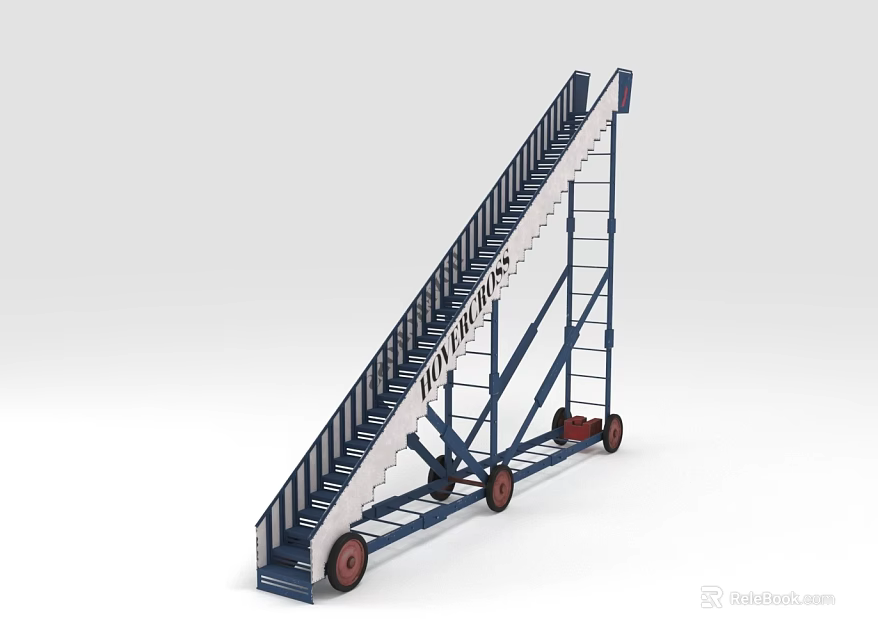 Blue Heavy Duty Mobile Commercial Equipment Staircase With Wheels For Industrial Use 3d model 