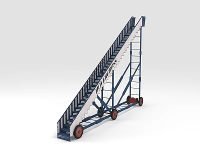 Blue Heavy Duty Mobile Commercial Equipment Staircase With Wheels For Industrial Use 3d model