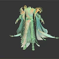 Elegant Traditional Robe With Light Blue White Flowing Sleeves And Gold Accents