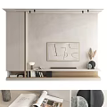 Modern Minimalist TV Wall Design With Textured Surface Geometric Artwork And Floating Stand