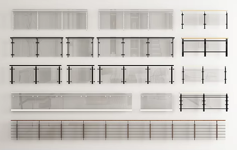 Fence Guardrail Glass Guardrail Glass Railing 3d model