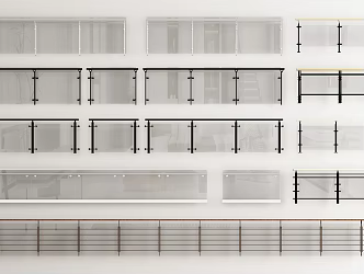 Fence Guardrail Glass Guardrail Glass Railing 3d model