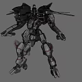 Futuristic Game Movie Mech Character Featuring Black Gray Armor And Red Accents