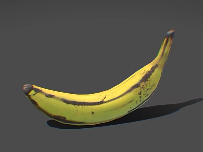 Ripe Yellow Banana With Brown Spots Isolated On Gray Background 3d model