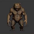 Muscular Standing Bear 3D Model With Detailed Fur And Sharp Claws 3d model