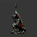 Detailed Orc Warrior Statue Holding Large Battle Axe In Dynamic Stance 3d model