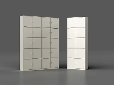 Modern White Bookcase With Multiple Door Compartments And Storage Design 3d model