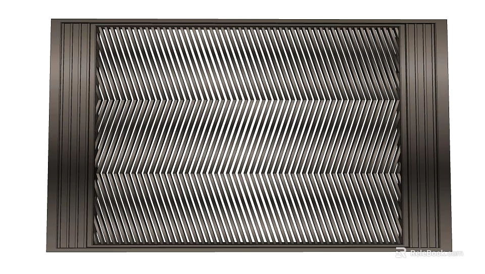 Modern Feature Wall With Metallic Herringbone Pattern And Dark Frame Design 3d model 