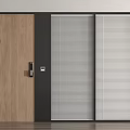 Modern Interior Room Divider With Wooden Door And Sliding Blinds Design