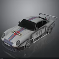 Classic White Racing Car With Martini Logo Number 20 And Rear Spoiler