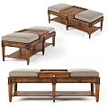 Classic Loveseat With Wooden Frame Beige Cushions And Lower Storage Shelf Design