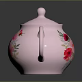 Pink Floral Teapot With Colorful Flower Patterns For Household Decorative Use