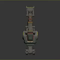 Small Mechanical Device On Long Metal Track In Gray Background