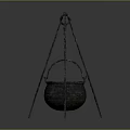 Traditional Hanging Metal Pot With Chain And Tripod Stand For Daily Use
