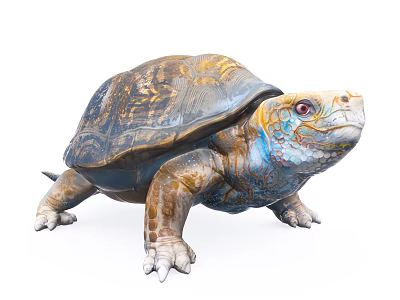 Vibrant Reptile Turtle with Colorful Shell Blue Orange Head and Intricate Textured Patterns 3d model