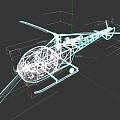 3D Model Helicopter With Gray Body Transparent Cabin And Yellow Tipped Rotor Blades
