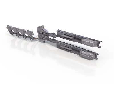 Advanced Futuristic Mechanical Weapon Design With Multiple Barrels And Metal Structure 3d model