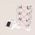 Transparent Mechanical Structure With White Control Panel And Red Connecting Lines 3d model