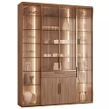 Elegant Modern Wine Cabinet Interior Design With Glass Doors And Wooden Shelves