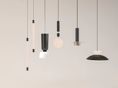 Modern Pendant Lights with Various Black And White Contemporary Designs 3d model
