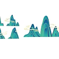 Abstract Blue Mountain Peaks With Wavy Patterns And Curved Lines Design 3d model