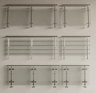 Glass Railing Stair Railing Glass Fence Glass Guardrail Stainless Steel Glass Handrail Fence Guardrail 3d model