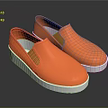 Vibrant Orange Slip On Shoes With White Sole And Simple Casual Design 3d model