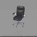 Black Office Chair With Diamond Quilted Backrest Silver Armrests Chrome Base And Swivel Casters
