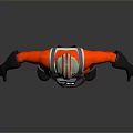 Red Pilot Suit With Helmet Blue White Accents Chest Logo And Straps