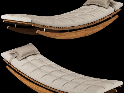 Modern Chaise Lounge With Wooden Frame Upholstered Cushion And Comfortable Pillow 3d model