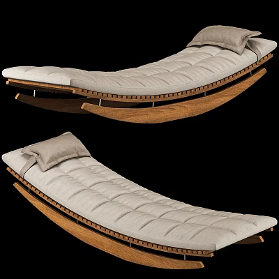 Modern Chaise Lounge With Wooden Frame Upholstered Cushion And Comfortable Pillow 3d model